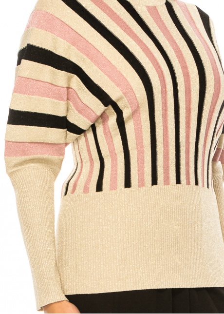 Beige and Blush Artisan Stripe Knit Sweater