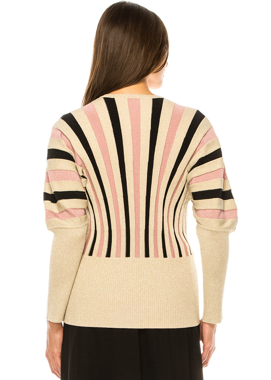 Beige and Blush Artisan Stripe Knit Sweater