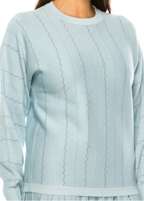Serene Blue Scalloped Knit Sweater