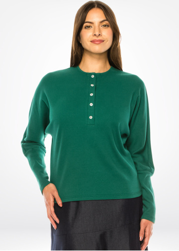 Meadow Breeze Button-Up Tee in Green