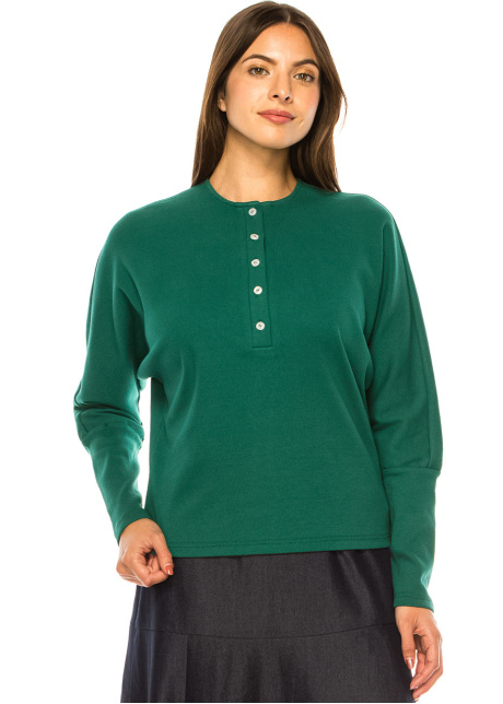 Meadow Breeze Button-Up Tee in Green