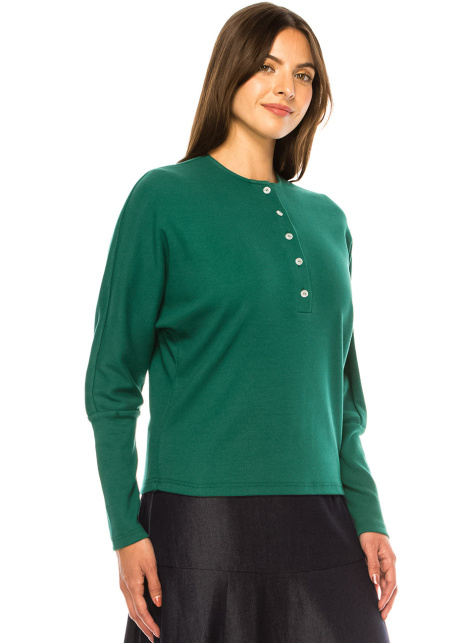 Meadow Breeze Button-Up Tee in Green
