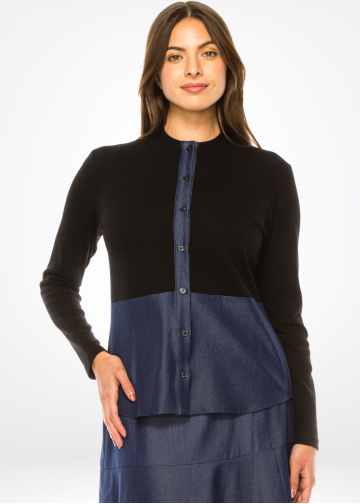 Denim Duet Button-Up Tee