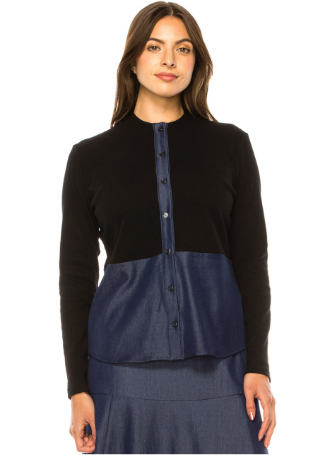 Denim Duet Button-Up Tee
