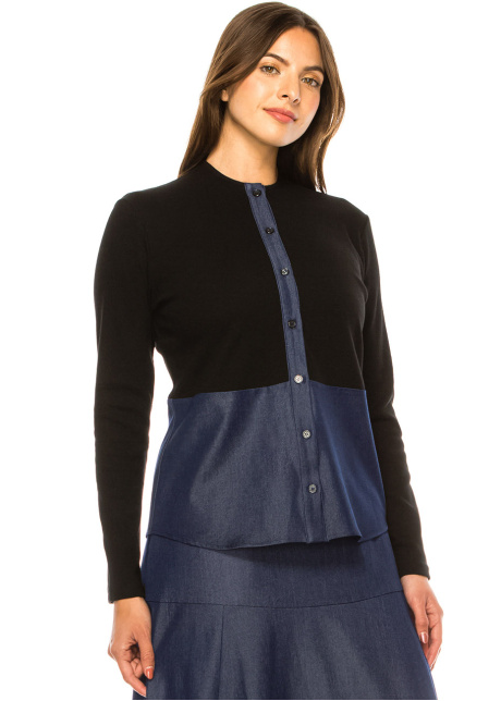 Denim Duet Button-Up Tee