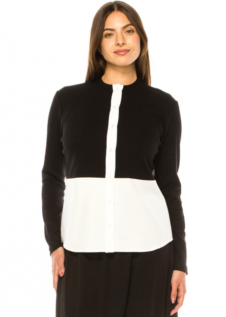 Bicolor Serenity Button-Up Tee