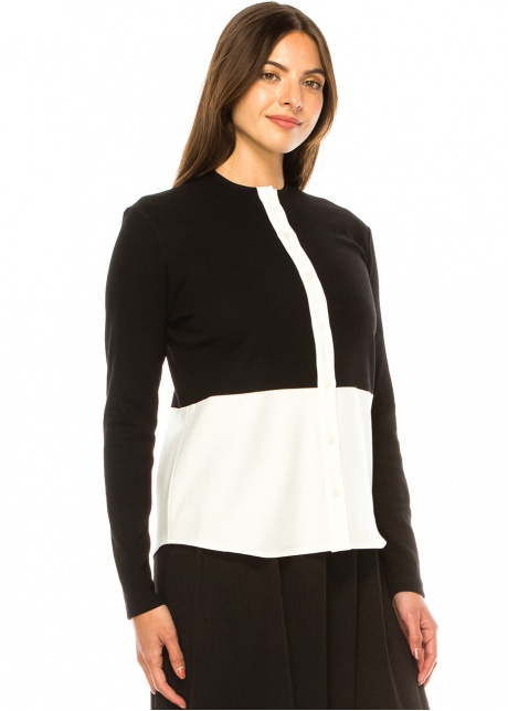 Bicolor Serenity Button-Up Tee