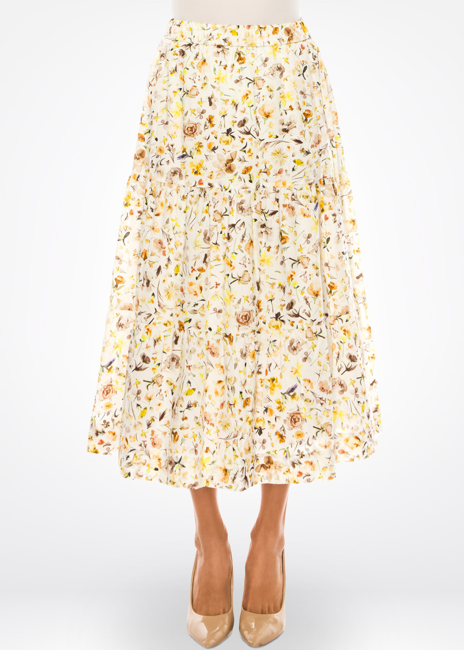 Spring Harmony Floral Midi Skirt