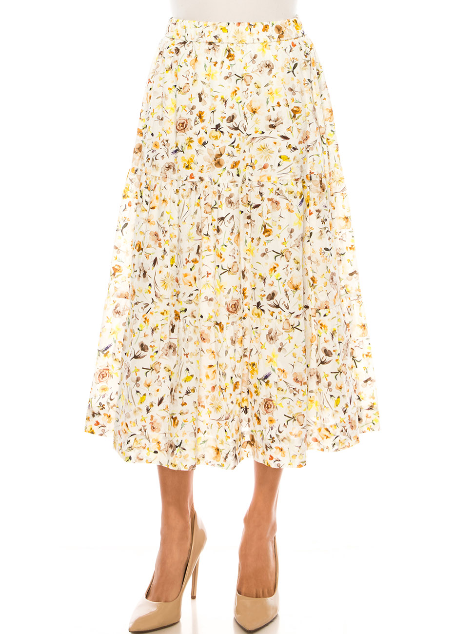 Spring Harmony Floral Midi Skirt