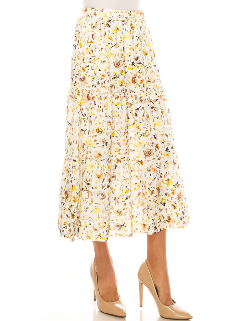 Spring Harmony Floral Midi Skirt