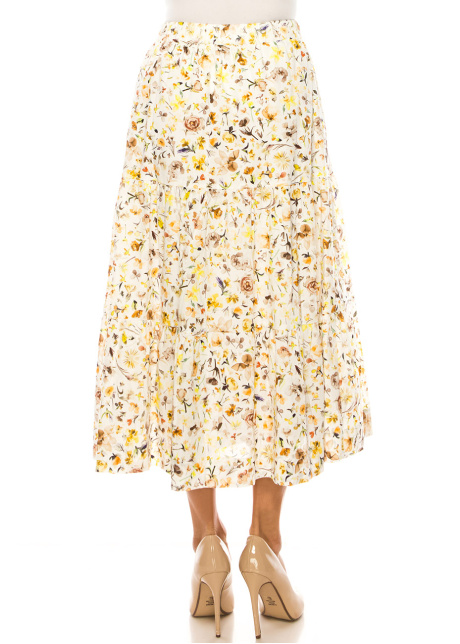 Spring Harmony Floral Midi Skirt