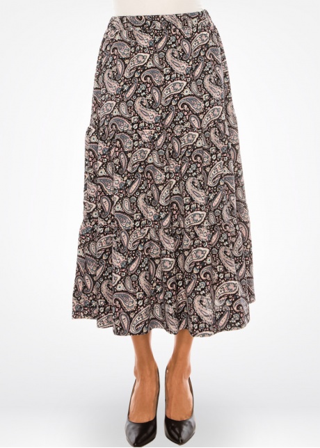 Classic Paisley Print Midi Skirt