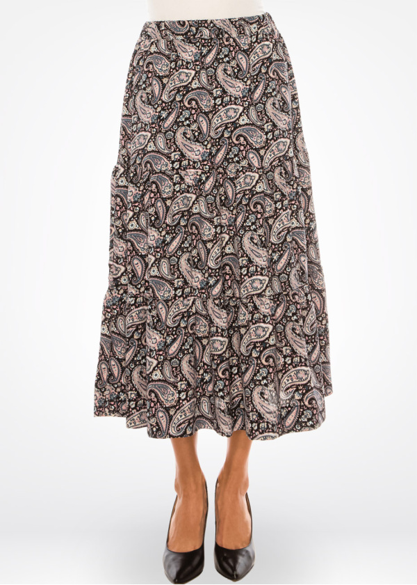 Classic Paisley Print Midi Skirt