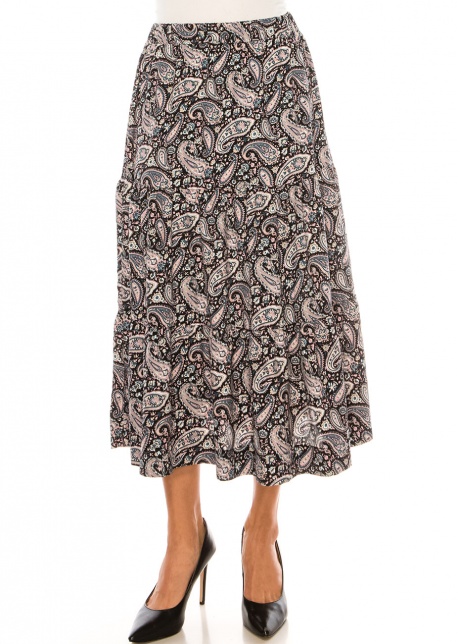 Classic Paisley Print Midi Skirt