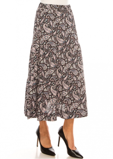 Classic Paisley Print Midi Skirt