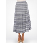 Blue Stripes Tiered Midi Skirt