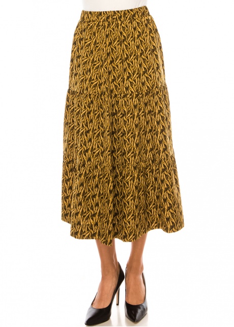 Mustard Seed Flare Midi Skirt