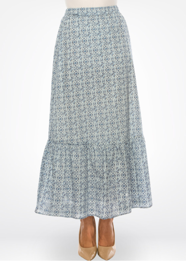 Blue Lattice Full-Length Skirt – Modest Intrigue