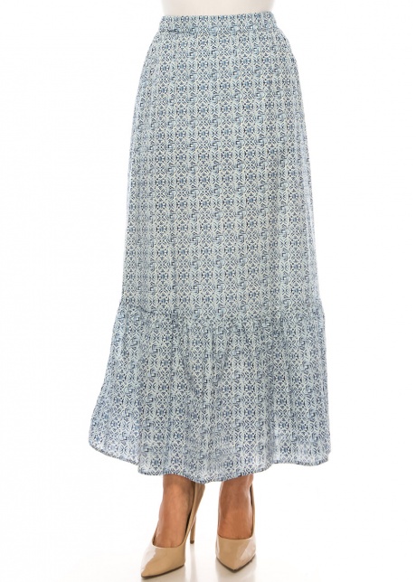 Blue Lattice Full-Length Skirt – Modest Intrigue