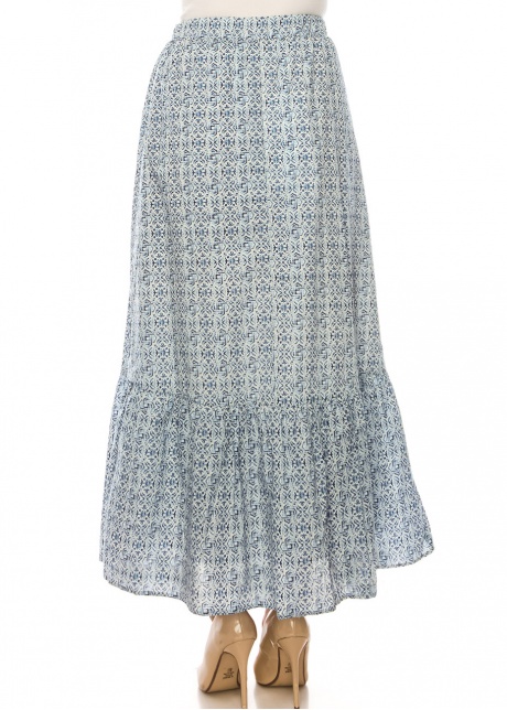 Blue Lattice Full-Length Skirt – Modest Intrigue
