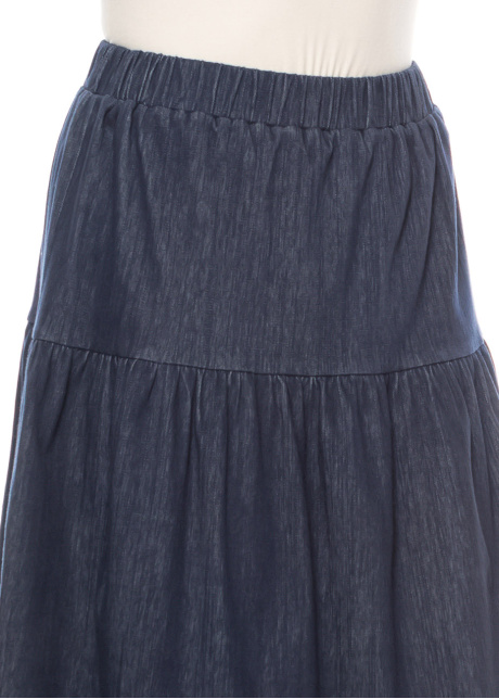Classic Denim Tiered Midi Skirt