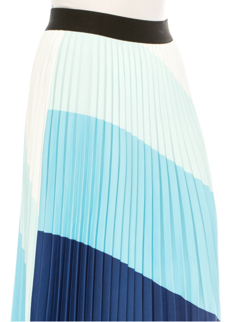Skyline Blue Block Pleated Skirt