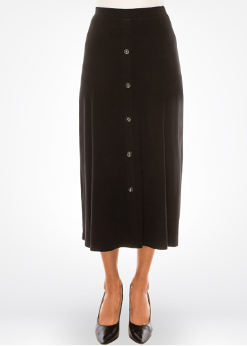 Basic Black Button Skirt