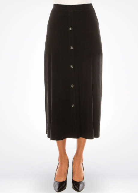 Basic Black Button Skirt