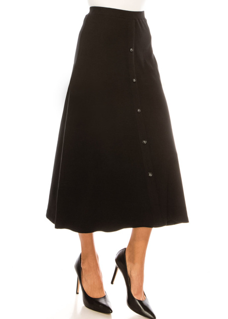 Basic Black Button Skirt