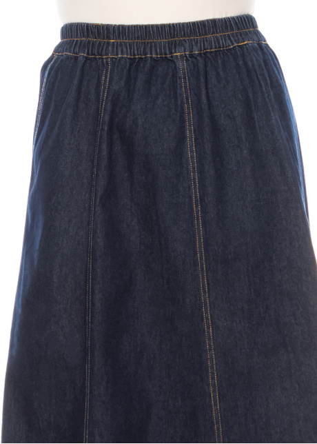 Navy Stitched Denim Skirt