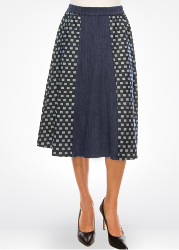 Denim Mosaic Panel Skirt