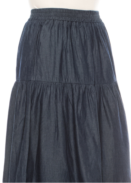 Denim Essential Tiered Midi Skirt