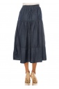 Denim Essential Tiered Midi Skirt