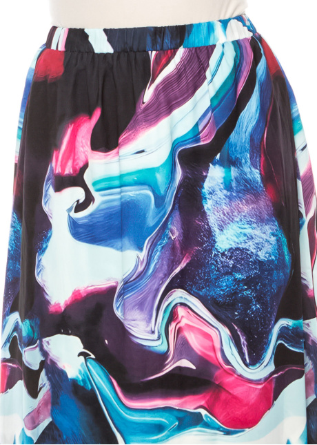 Multi-Hued Painterly A-Line Skirt