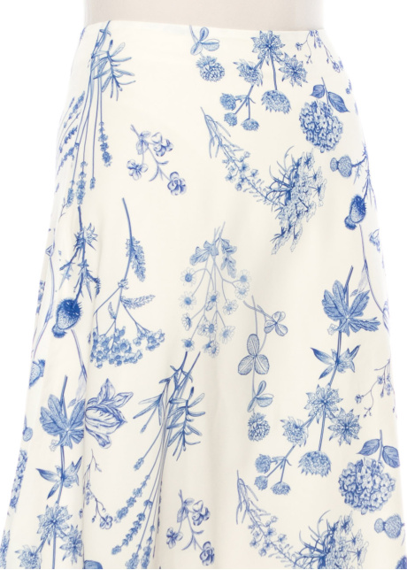 Floral Midi Skirt - Classic Blue on White
