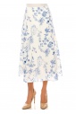 Floral Midi Skirt - Classic Blue on White