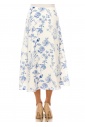 Floral Midi Skirt - Classic Blue on White