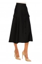 Onyx Pocketed A-Line Midi Skirt