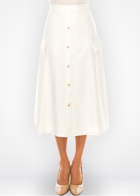White Pocketed A-Line Skirt