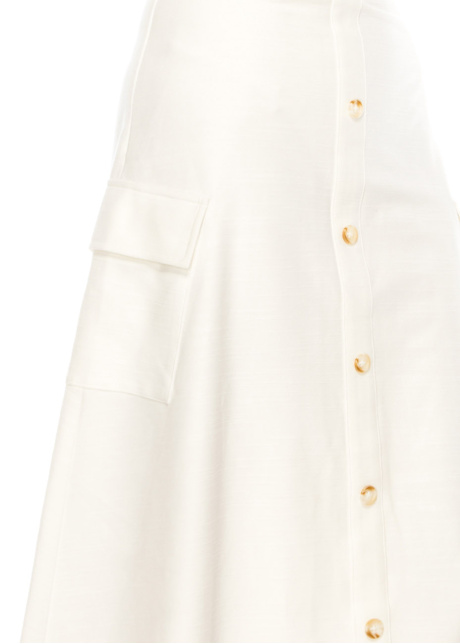 White Pocketed A-Line Skirt