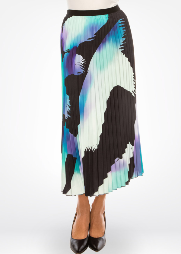 Painterly Spectrum Pleated Skirt
