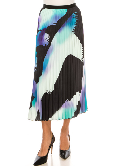 Painterly Spectrum Pleated Skirt