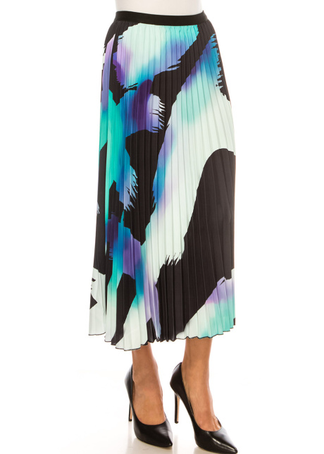 Painterly Spectrum Pleated Skirt