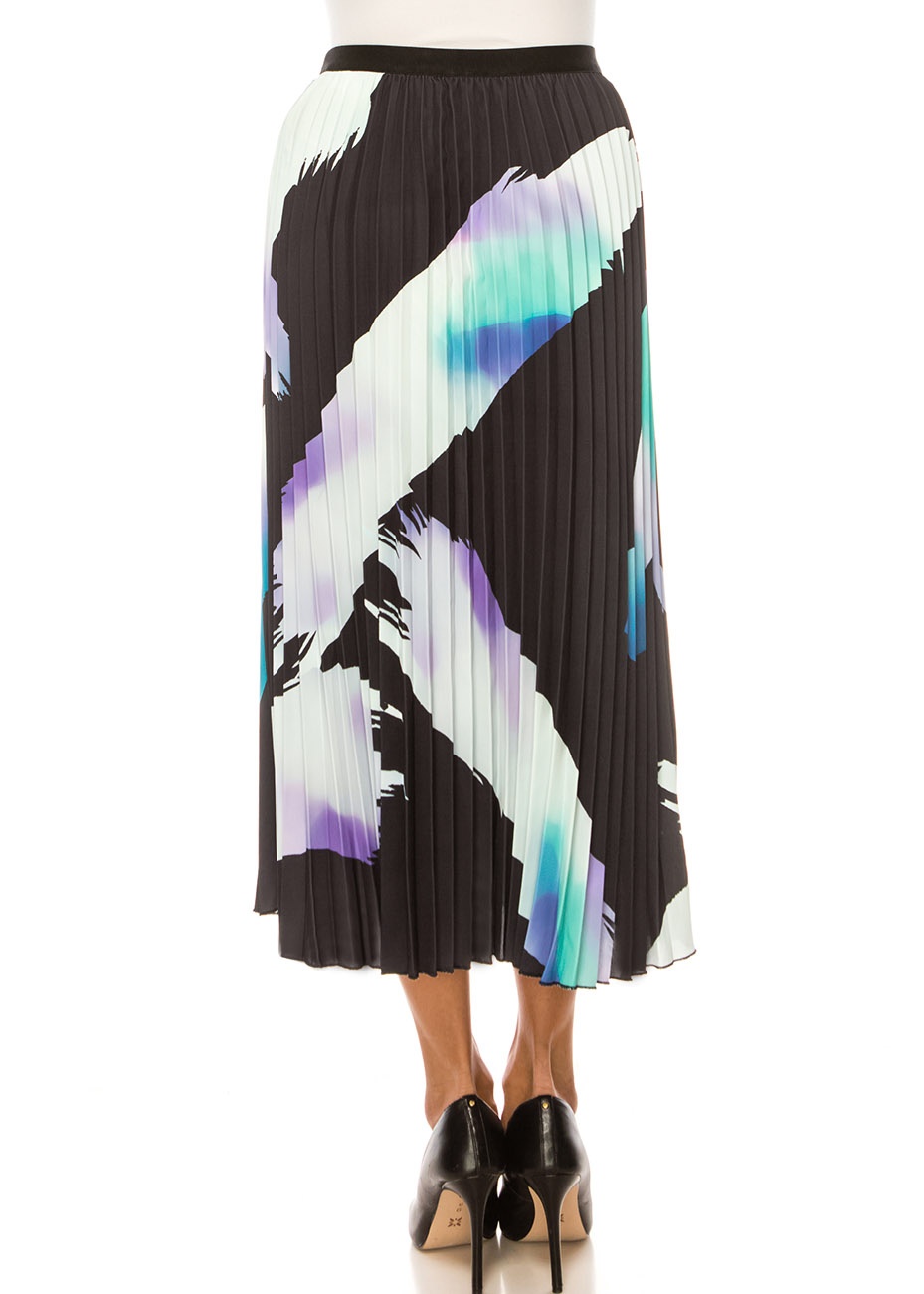 Painterly Spectrum Pleated Skirt
