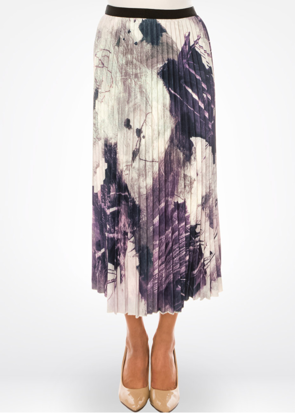 Purple Prose Pleated Art Skirt