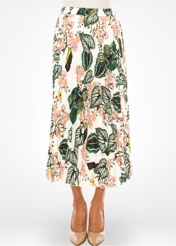 Emerald Garden Floral Midi Skirt