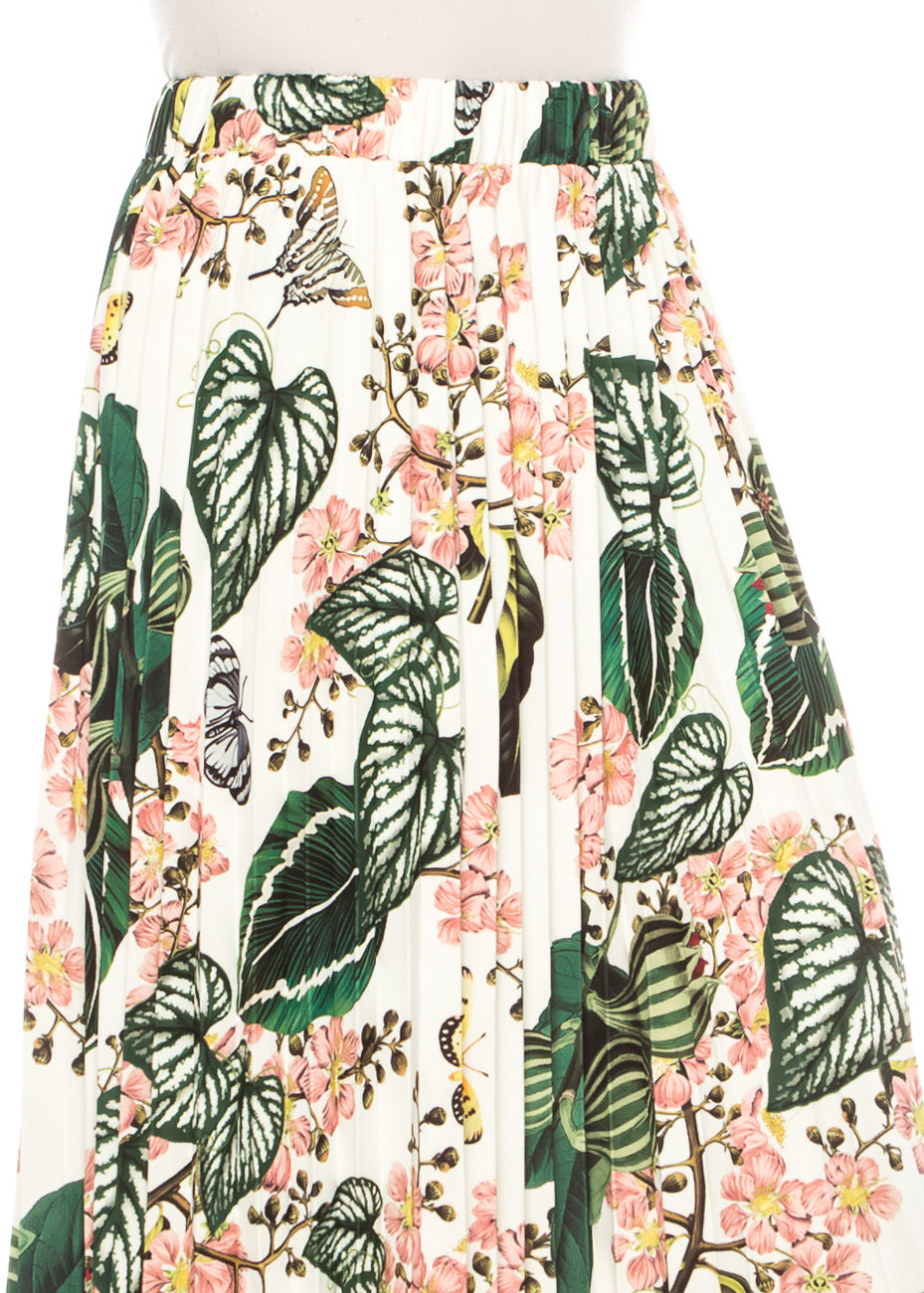 Emerald Garden Floral Midi Skirt