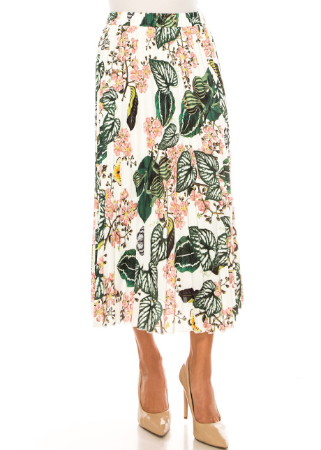 Emerald Garden Floral Midi Skirt