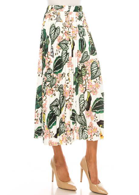 Emerald Garden Floral Midi Skirt