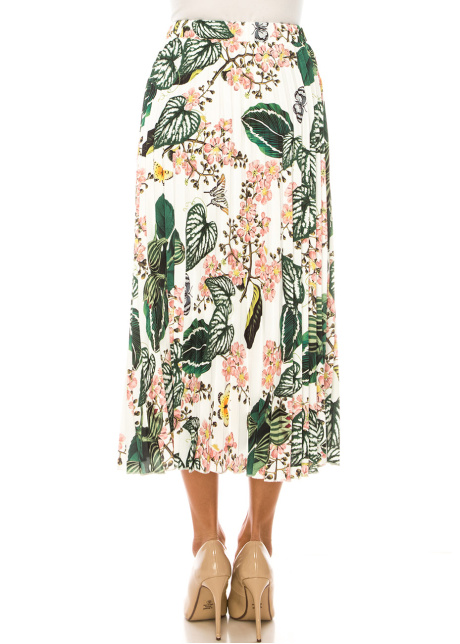Emerald Garden Floral Midi Skirt